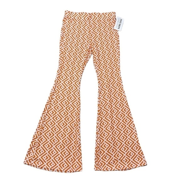 Ces Femme Pants Womens Small Orange You Glad NWT Pattern Bootcut Geometric - Picture 1 of 11